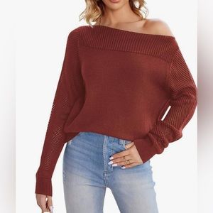 Wine colored off shoulder sweater